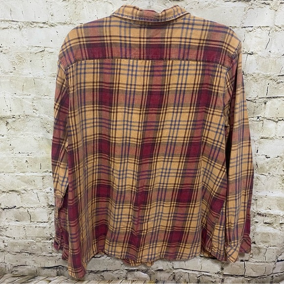Natural Reflections Brown Red Plaid Cotton Cotton Button Up Top - Picture 4 of 5